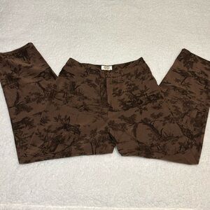 Talbots Women Vintage Brown French Country Print Soft Feel Pants